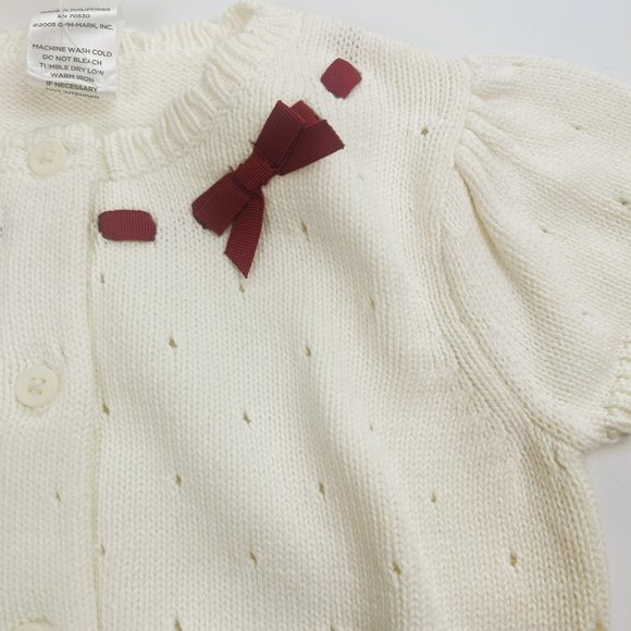 NWT Gymboree Girl Denim Pleated Cherry Jumper & Cherry Short Sleeve Cardigan 4 - Picture 6 of 8